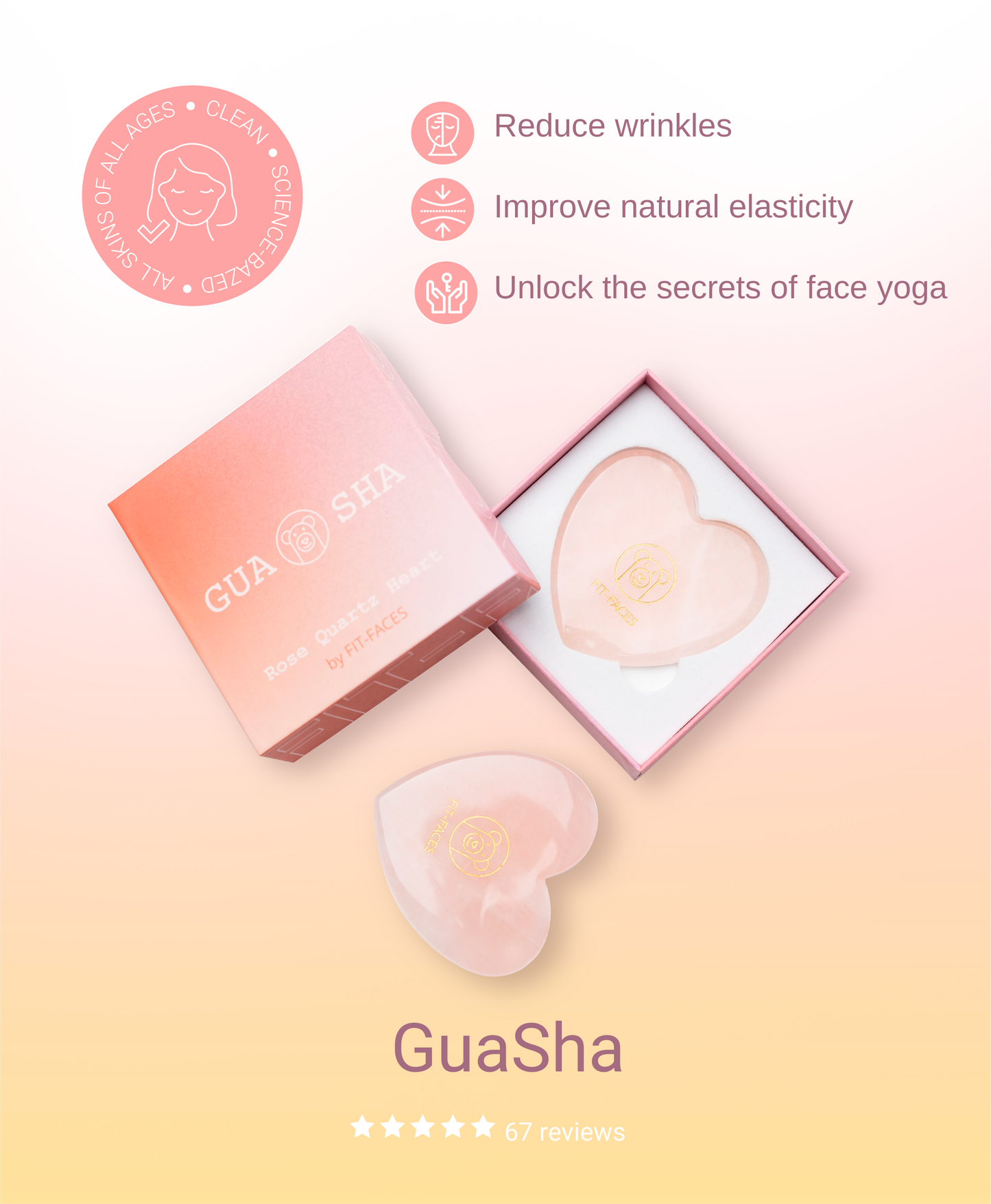 FIT-FACES QUARTZ HEART GUASHA