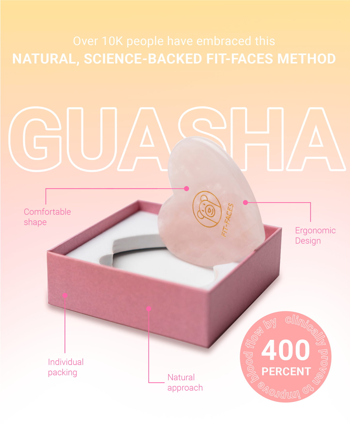 FIT-FACES QUARTZ HEART GUASHA: Face Yoga Course + Tool
